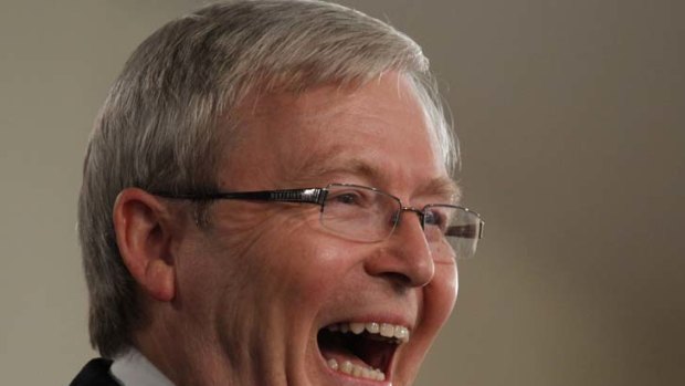 Kevin Rudd addresses the National Press Club in Canberra yesterday, having taken the place of fellow Labor frontbencher Mark Butler.