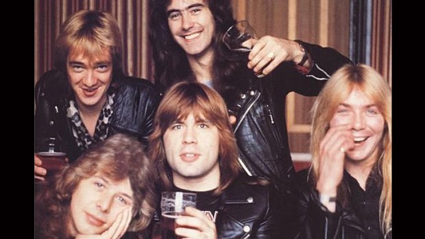 Clive Burr, bottom left, was a drummer with Iron Maiden from 1979-82.