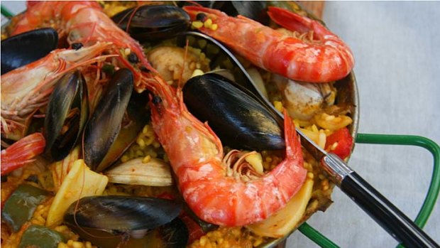 Road testing Rick Stein's seafood paella.