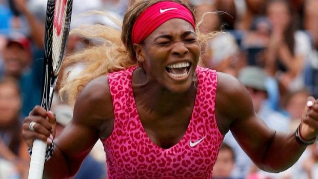 Serena Williams celebrates defeating Varvara Lepchenk.