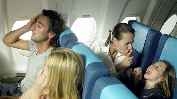 Grating getaway: Kiddie tantrums on planes are hard to cope with.