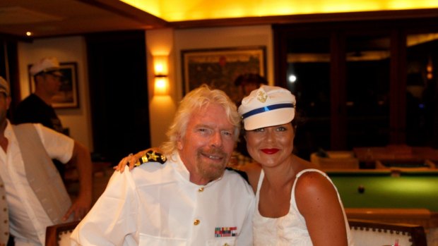 Caitlin Iles and Richard Branson: dress up night on Necker Island.