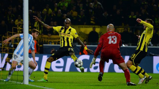 Felipe Santana of Borussia Dortmund scores their winning goal.