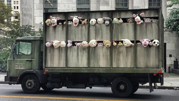 <i>The Siren of the Lambs</i> ... a stuffed animals display that circled the meat packing district of New York on October 11.