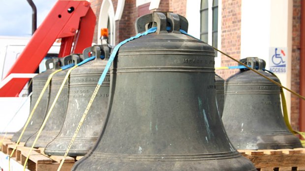 Bells are removed from St Paul's Anglican Church in Maryborough.