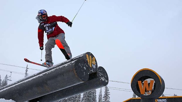 Russ Henshaw in the new Olympic sport of ski slopestyle.