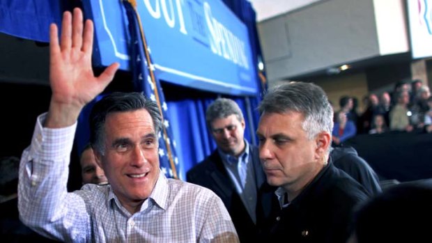 At home &#8230; Mitt Romney in Michigan.