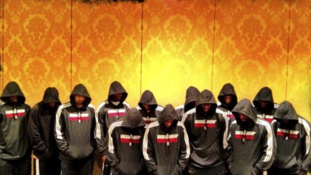In Trayvon's memory ... the Miami Heat basketball star LeBron James's Twitter photo of his teammates protesting in hoodies.