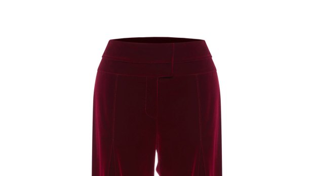AW1702 LOW RIDER WIDE-LEG TROUSER MAROON.  $210, Kaliver Five suit trends straight off the fashion week runway. 