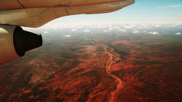 Iron ore country: A plane flies over the vast Pilbara.
