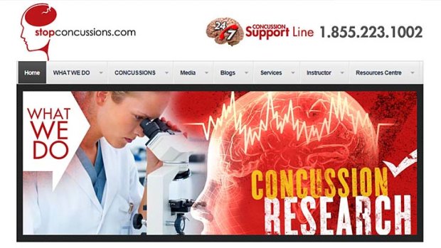 Screengrab from the stopconcussions.com site, an initiative of International Exhibition series co-promoter Kerry Goulet.