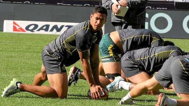 Feeling comfortable: Wallabies' winger Israel Folau in a training session on Friday before Saturday's game against the British and Irish Lions.