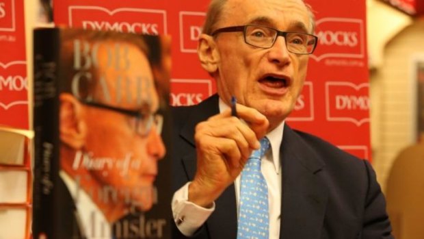 Bob Carr at the launch of his diary in Sydney on Monday.