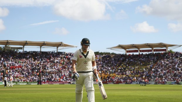 Struggling: Shane Watson found the going difficult in the first Test.