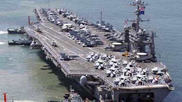 The USS George Washington berths at Busan in South Korea.