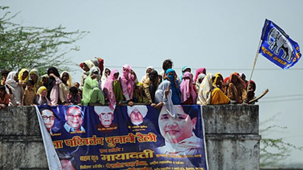 Inspirational ...a rally near New Delhi for Mayawati Kumari in the lead-up to the Indian election.