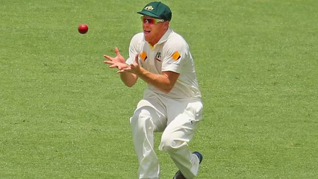 Subsitute fielder Chris Sabburg takes a catch to dismiss Kevin Pietersen.