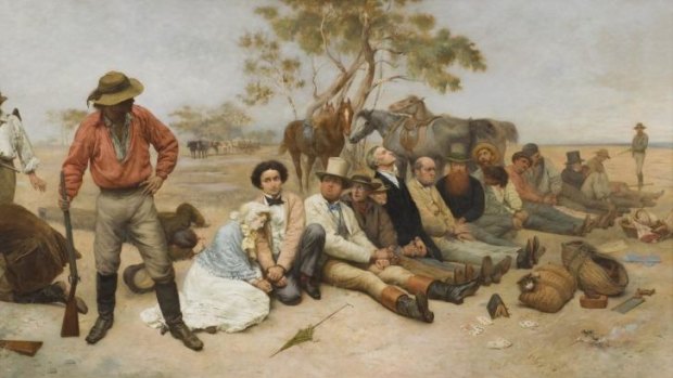 <i>Bushrangers, Victoria, Australia</i>, (detail) 1852 1887, oil on canvas; William Strutt (1825-1915). The University of Melbourne Art Collection, Gift of the Russell and Mab Grimwade Bequest 1973. The Ian Potter Museum of Art, The University of Melbourne