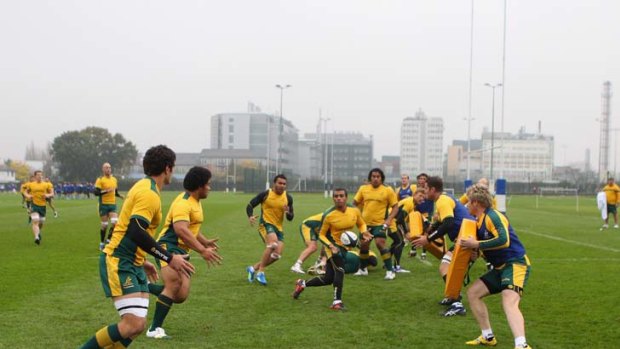 Feed the backs &#8230; the Wallabies had a spirited final training session in Hammersmith, West London, in preparation for their clash with the Barbarians at Twickenham.