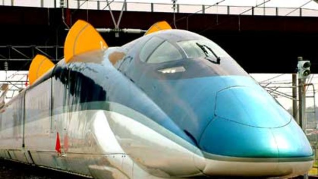 Not stopping at Woy Woy ... A newer model Shinkansen bullet train from Japan.