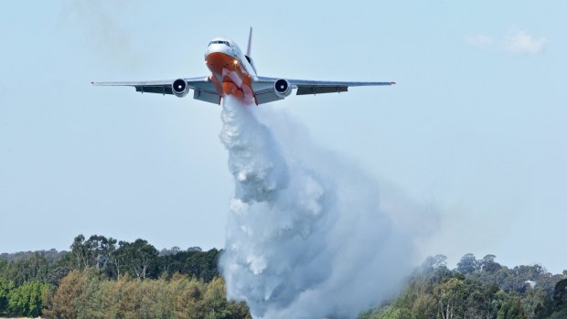 The NSW Rural Fire Service announce the start to the bushfire season this year by displaying some of their aerial firefighting aircraft. 
A DC-10 very large airtanker pictured.
1st October 2015
Photo: Wolter Peeters
The Sydney Morning Herald