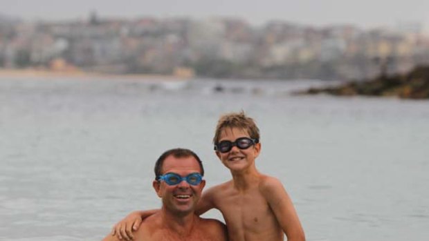 Back of the pack ... Joe Purvis and his father, James, have been combining pool and ocean swims in preparation for the race.