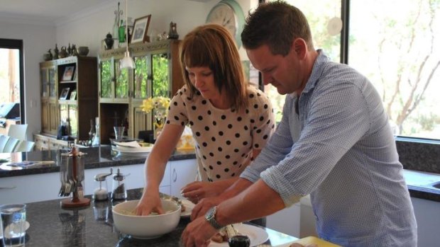 Kat and Andre prepare their Aussie-inspired recipe.
