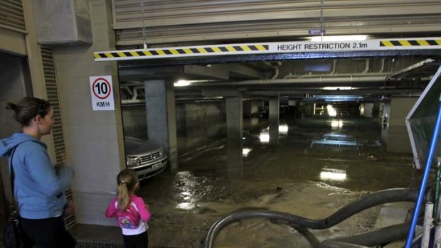 A costly leak &#8230; the flooded car park in Paddington.