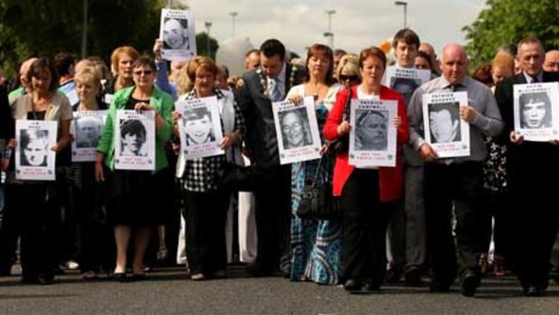 Families of the Bloody Sunday victims before the announcement.