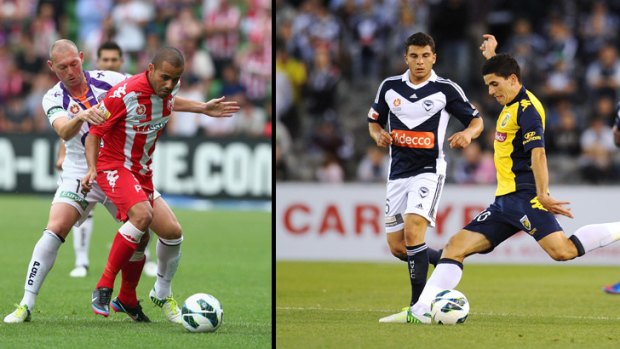 Head to head: Fred and Central Coast's Tom Rogic.