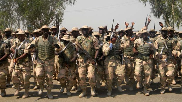 Special mission ... Nigerian soldiers prepare to leave Kaduna for Mali as part of a UN-mandated African force aimed at helping the country battle Islamists.
