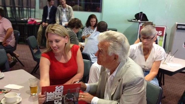 Former prime minister Bob Hawke in Queensland to support Anna Bligh and state Labor MP for the seat of Ashgrove, Kate Jones.