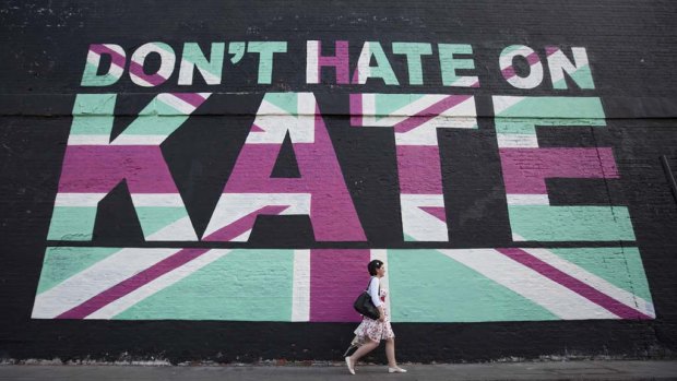 Pro-Middleton ... The words 'Don't Hate on Kate' are pictured on a wall in East London.