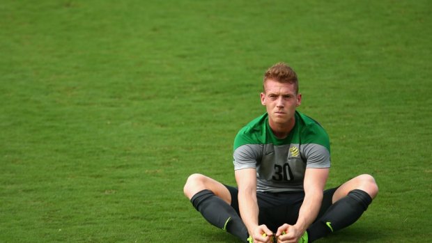 Replacing Mark Bresciano in midfield ... Oliver Bozanic of the Socceroos stretches during an Australian Socceroos training session.