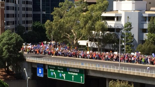 Thousands marched through Perth against the education funding cuts.