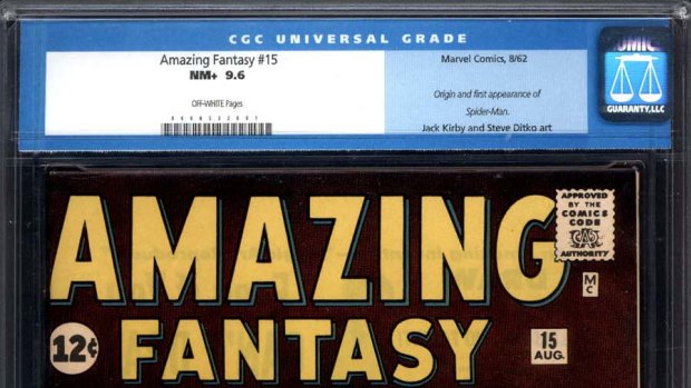 The cover of <i>Amazing Fantasy</i> which sold for $1.1 million.