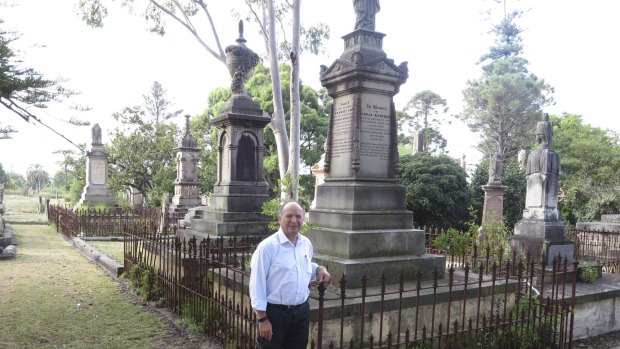 John Filocamo in a historic section of  Sydney's Rookwood Cemetery.