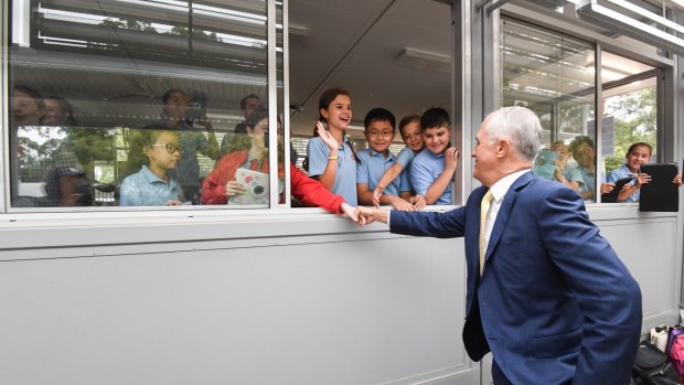 Prime Minister Malcolm Turnbull visits Oatley West Public School in Sydney.