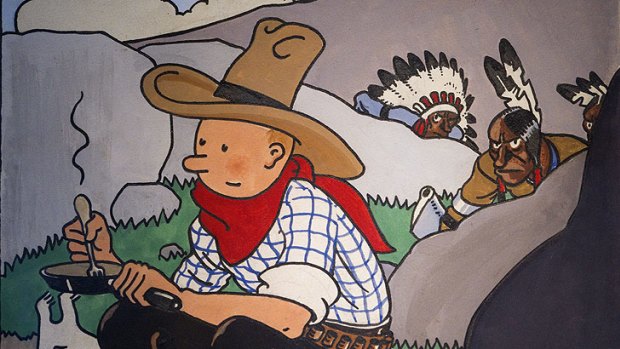 Herge's <i>Tintin in America</i> cover illustration.