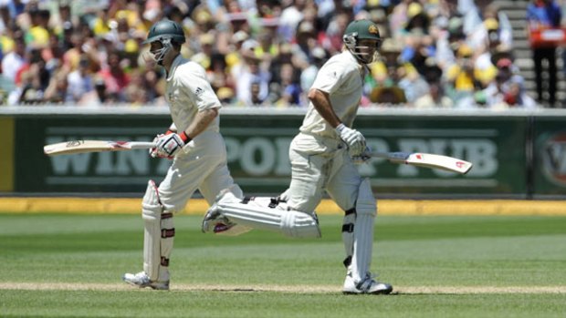 Back together ... Simon Katich and Shane Watson are set to revive their opening partnership when the former hopes to return from an elbow injury which kept him out of the Sydney Test at Bellerive this week.