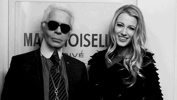 Blake Lively with Chanel's Karl Lagerfeld.