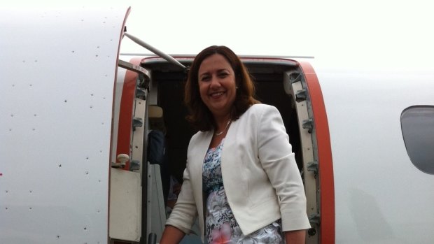 Opposition Leader Annastacia Palaszczuk prepares to leave Cairns for Townsville on the first full day of campaining.