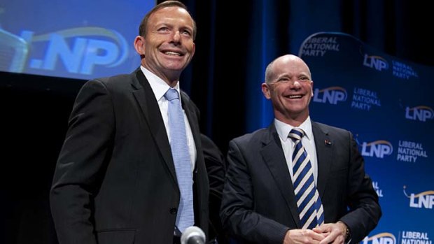 Prime Minister Tony Abbott and Campbell Newman at the LNP  annual state convention in Brisbane.