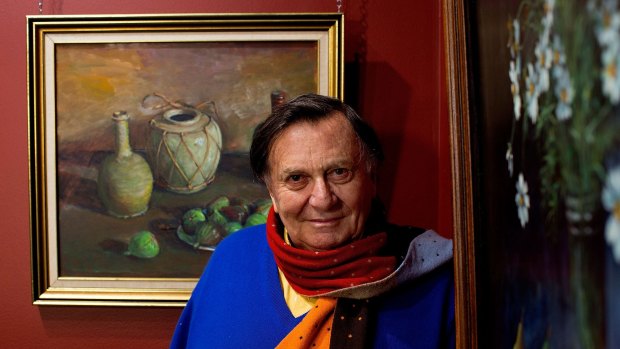 Barry Humphries with early classic works by Margaret Olley.