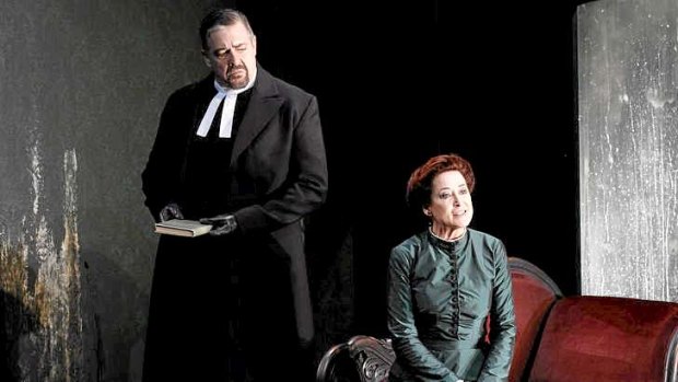 Philip Quast (Pastor Manders) and Linda Cropper (Mrs Alving) in the MTC production of Ibsen's <i>Ghosts</i>.