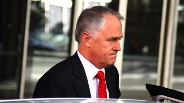 Federal Opposition Leader Malcolm Turnbull leaves the ABC studios in Ultimo this morning.