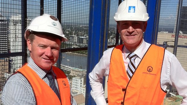 Leighton Properties state manager Brian McGuckin with Lord Mayor Graham Quirk at King George Central.
