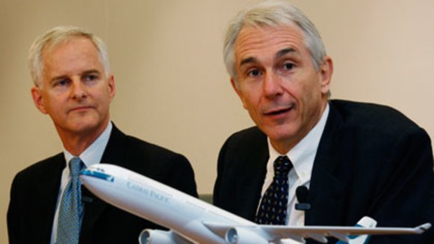 Announcing the changes ... Cathay Pacific CEO Tony Tyler (right) and chief operating officer John Slosar.