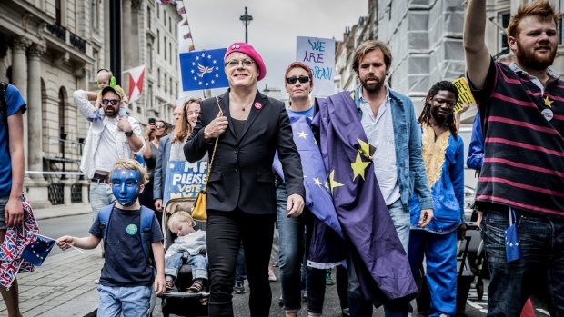 Campaigning against Brexit in London last year. Izzard sees a spell as a Labour MP in the future. 