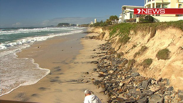 A Gold Coast beach eroded this morning.